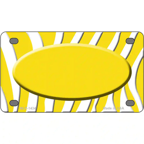 Yellow White Zebra Yellow Center Oval Metal Novelty License Plate 4" x 2.2" (MLP)