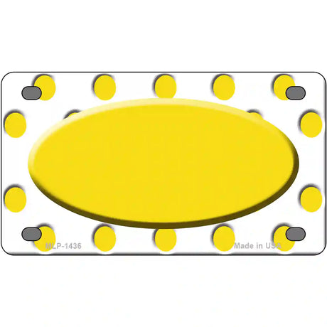 Yellow White Polka Dot Yellow Center Oval Metal Novelty License Plate 4" x 2.2" (MLP)