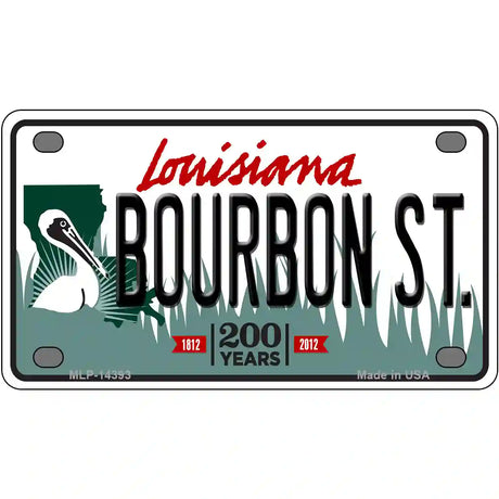 Bourbon St Louisiana Novelty Metal License Plate 4" x 2.2" (MLP)