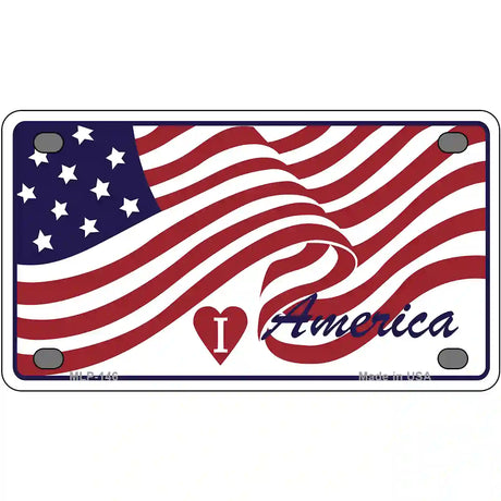 I Love America Flag Metal Novelty License Plate 4" x 2.2" (MLP)