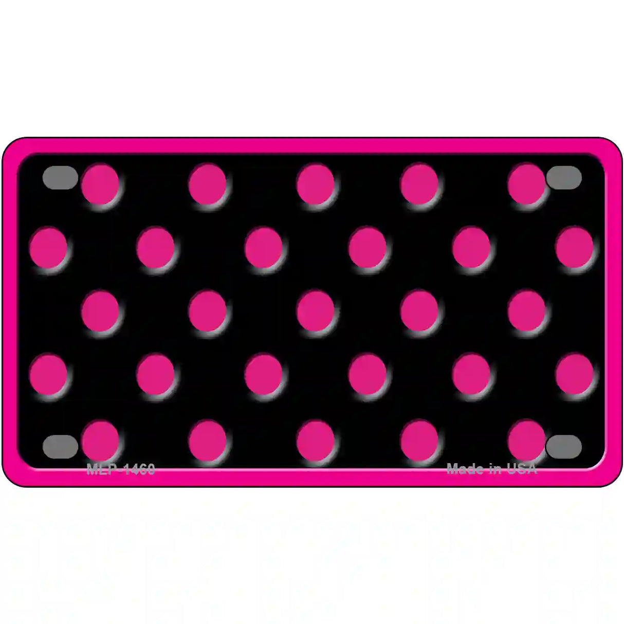 Pink Black Polka Dot Metal Novelty License Plate 4" x 2.2" (MLP)