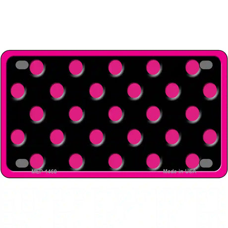 Pink Black Polka Dot Metal Novelty License Plate 4" x 2.2" (MLP)