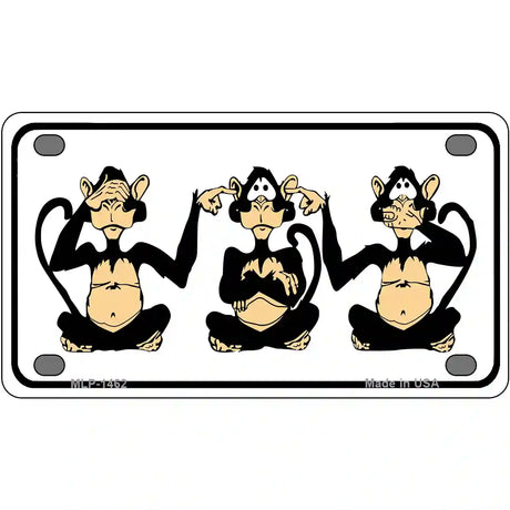 See Hear Speak Monkey Metal Novelty License Plate 4" x 2.2" (MLP)