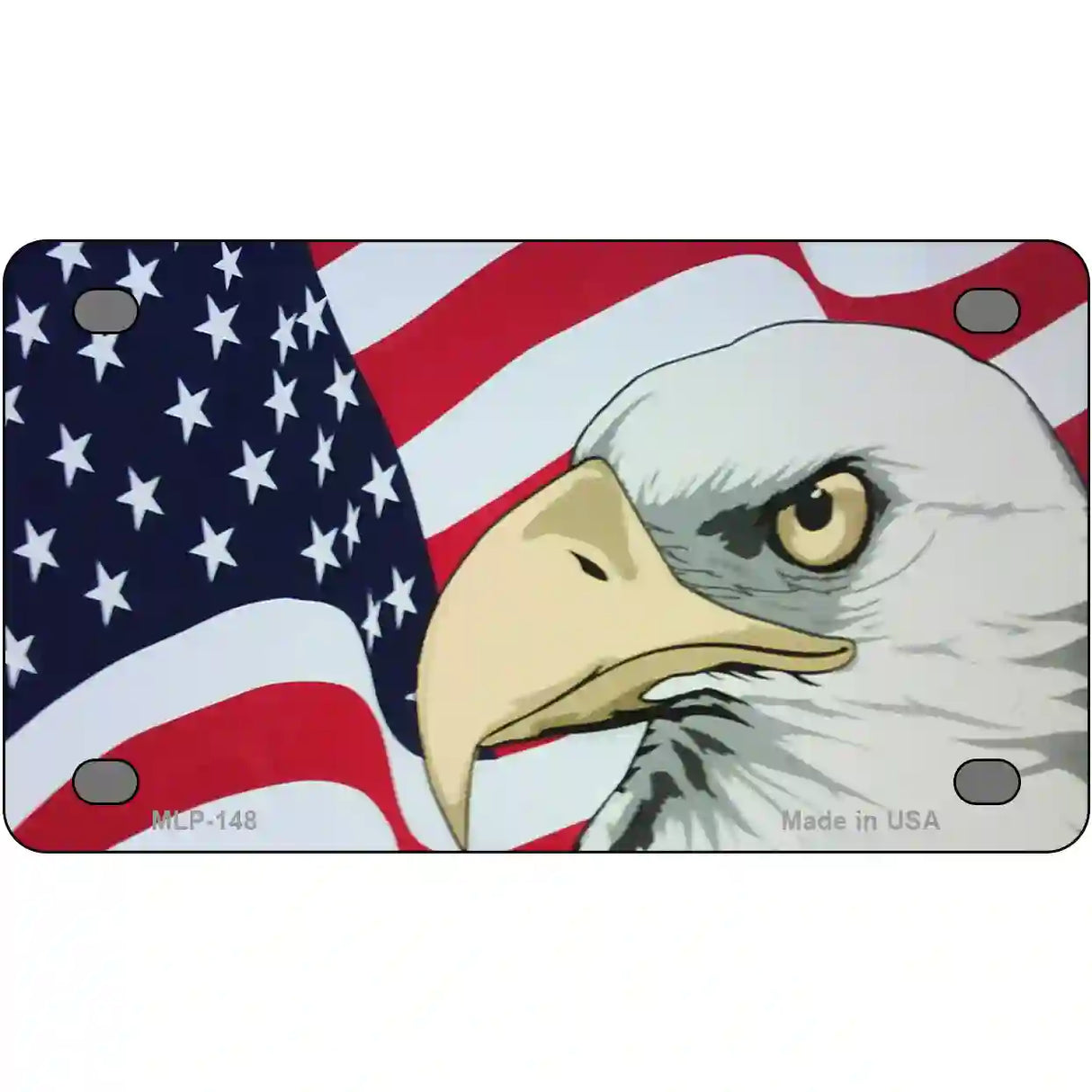 American Flag With Eagle Metal Novelty License Plate 4" x 2.2" (MLP)