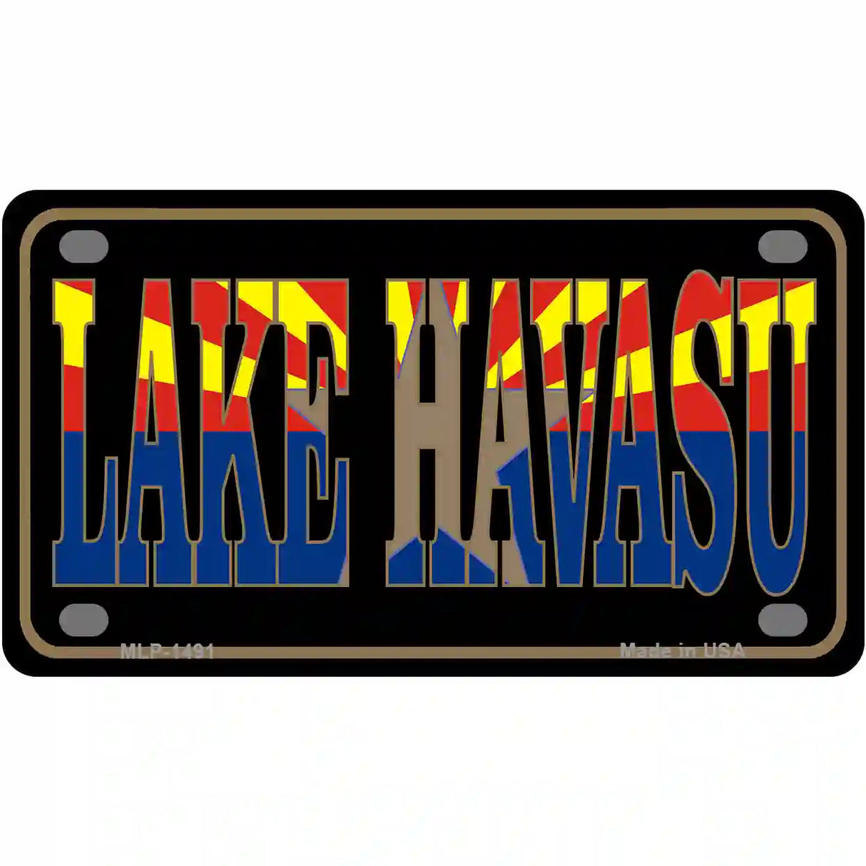 Lake Havasu with Arizona Flag Metal Novelty License Plate 4" x 2.2" (MLP)