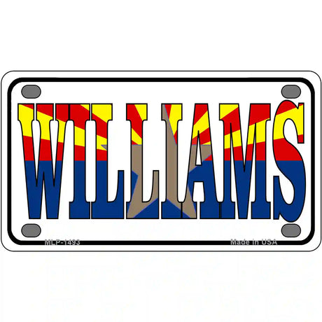 Williams Arizona Flag White Metal Novelty License Plate 4" x 2.2" (MLP)