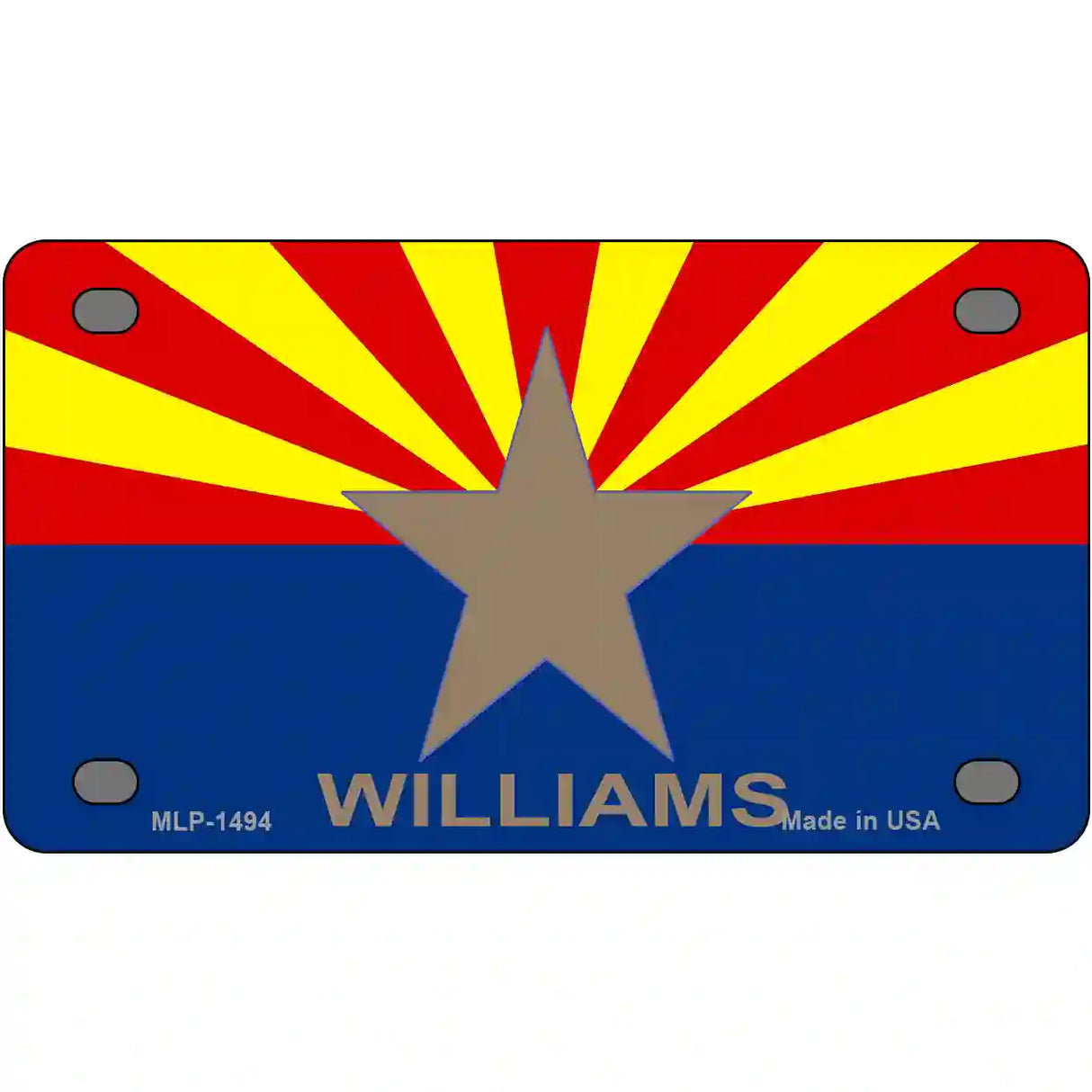 Williams Arizona Flag Metal Novelty License Plate 4" x 2.2" (MLP)