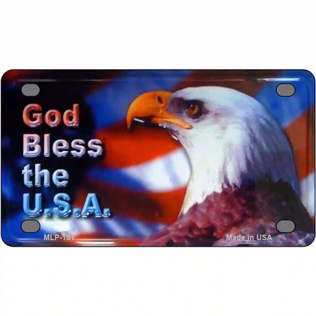 God Bless USA Eagle Metal Novelty License Plate 4" x 2.2" (MLP)