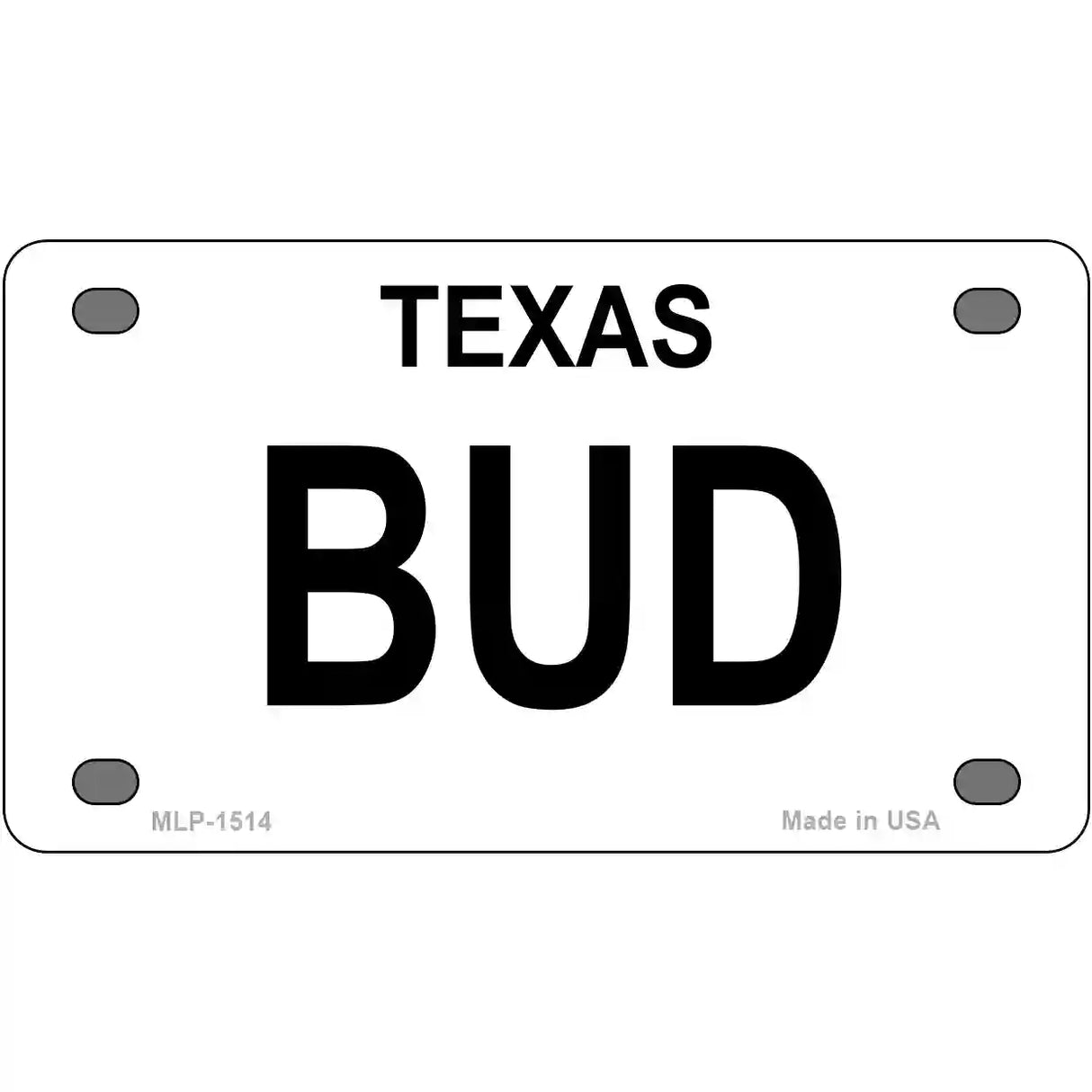 BUD Metal License Plate 4" x 2.2" (MLP)