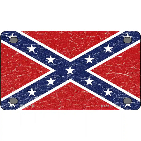 Distressed Confederate Flag Metal Novelty License Plate 4" x 2.2" (MLP)