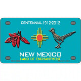 Red Chili & Road Runner New Mexico Teal Novelty Metal License Plate 4" x 2.2" (MLP)