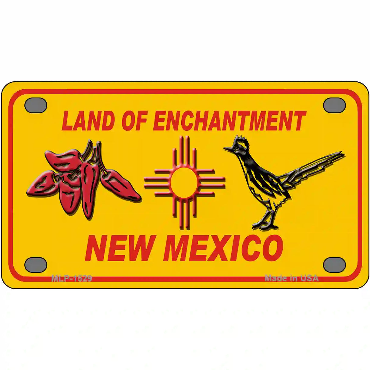 Red Chili & Road Runner Yellow New Mexico Novelty Metal License Plate 4" x 2.2" (MLP)