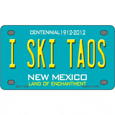 I Ski Taos New Mexico Novelty Metal License Plate 4" x 2.2" (MLP)