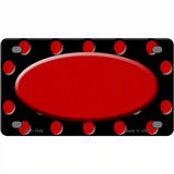 Red Black Polka Dot Red Center Oval Metal Novelty License Plate 4" x 2.2" (MLP)