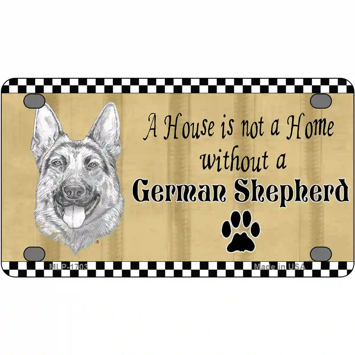 Pencil Sketch German Shepherd Metal Novelty License Plate 4" x 2.2" (MLP)