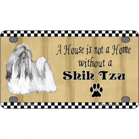 Pencil Sketch Shih Tzu Metal Novelty License Plate 4" x 2.2" (MLP)