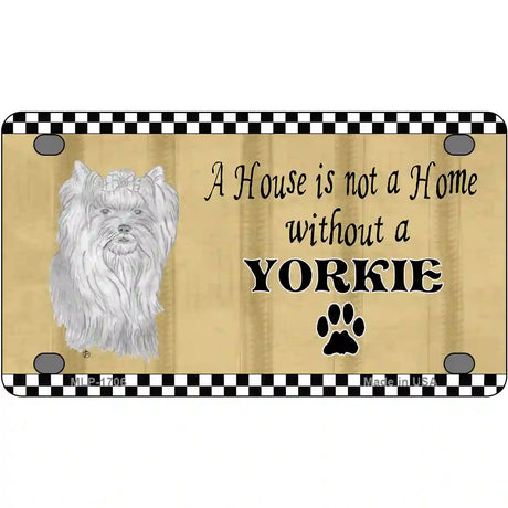 Pencil Sketch Yorkie Metal Novelty License Plate 4" x 2.2" (MLP)