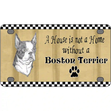 Pencil Sketch Boston Terrier Metal Novelty License Plate 4" x 2.2" (MLP)