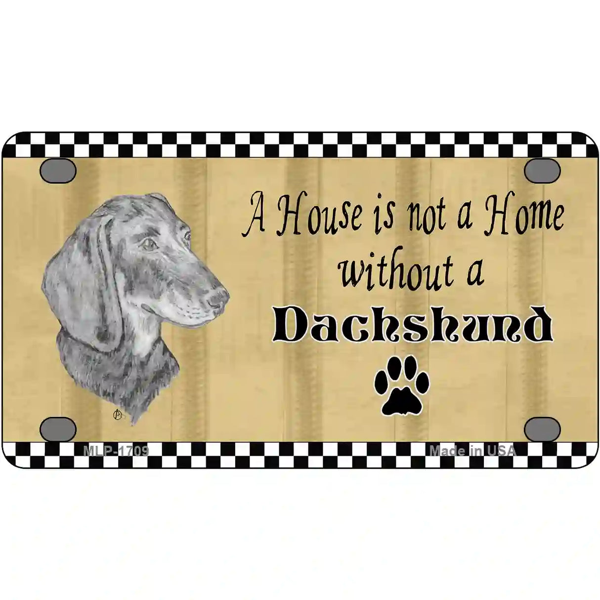 Pencil Sketch Dachshund Metal Novelty License Plate 4" x 2.2" (MLP)