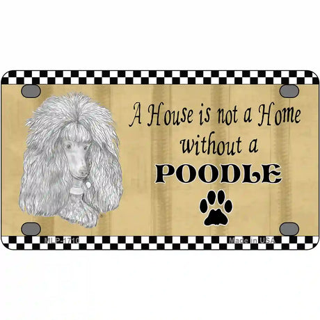 Pencil Sketch Poodle Metal Novelty License Plate 4" x 2.2" (MLP)