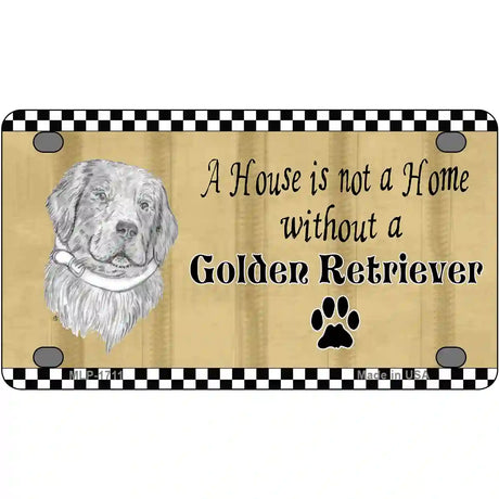 Pencil Sketch Golden Retriever Metal Novelty License Plate 4" x 2.2" (MLP)