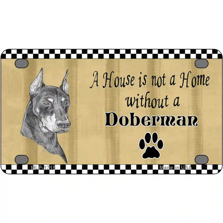 Pencil Sketch Doberman Metal Dog Novelty License Plate 4" x 2.2" (MLP)