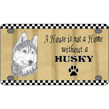 Pencil Sketch Husky Metal Novelty License Plate 4" x 2.2" (MLP)