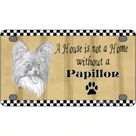 Pencil Sketch Papillon Metal Novelty License Plate 4" x 2.2" (MLP)