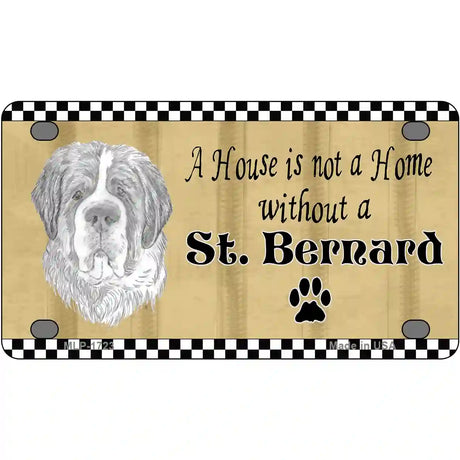 Pencil Sketch Saint Bernard Metal Novelty License Plate 4" x 2.2" (MLP)