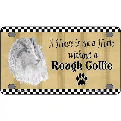 Pencil Sketch Rough Collie Metal Novelty License Plate 4" x 2.2" (MLP)