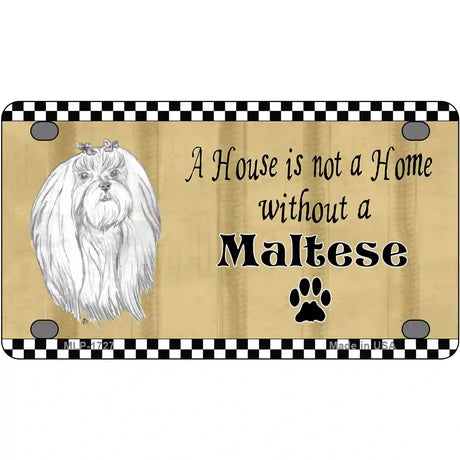 Pencil Sketch Maltese Metal Novelty License Plate 4" x 2.2" (MLP)