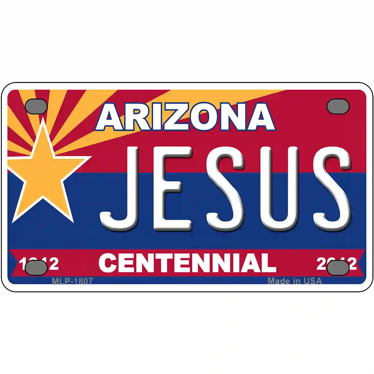 Arizona Centennial Jesus Metal Novelty License Plate 4" x 2.2" (MLP)