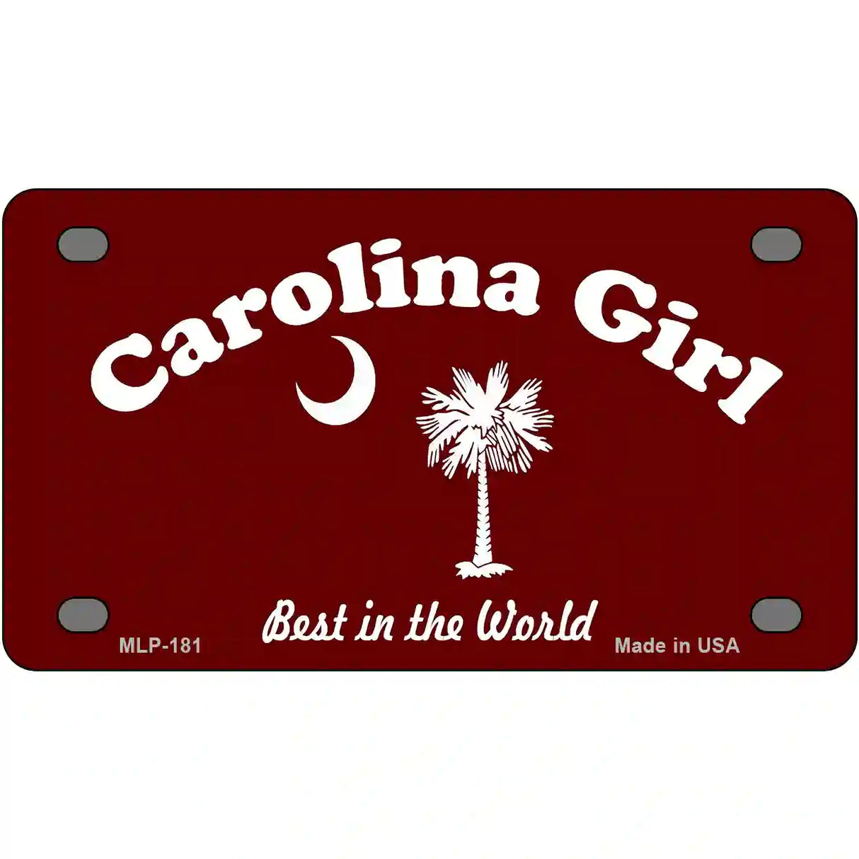 Carolina Girl Burgundy Novelty Metal License Plate 4" x 2.2" (MLP)