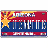 Arizona Centennial It Is What It Is Metal Novelty License Plate 4" x 2.2" (MLP)