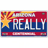 Arizona Centennial Really Metal Novelty License Plate 4" x 2.2" (MLP)