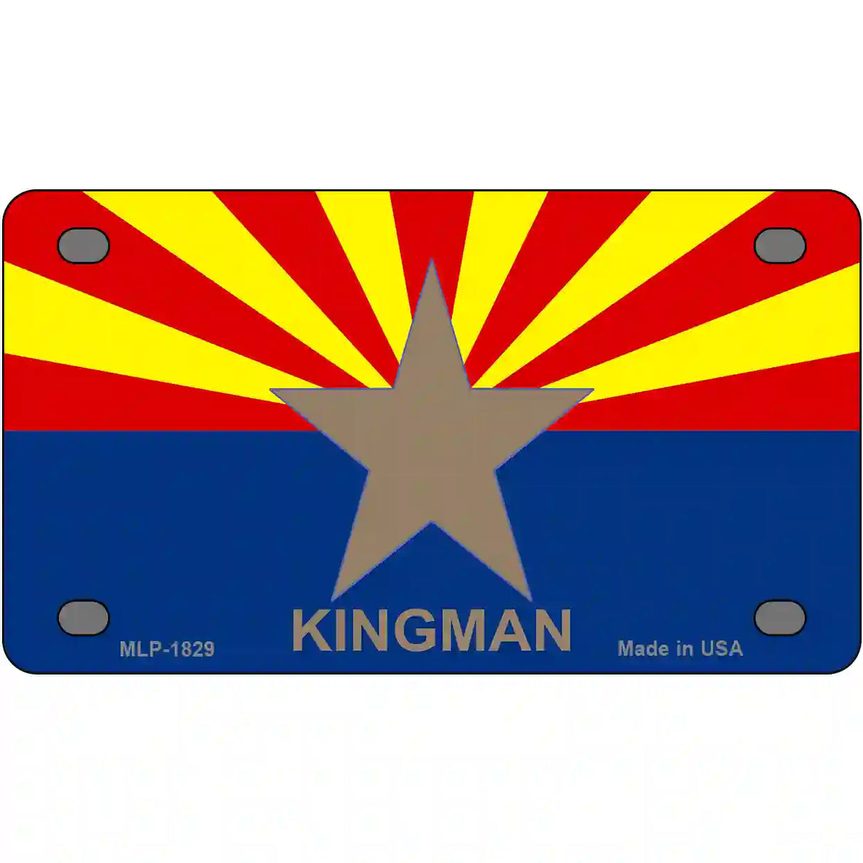 Kingman Arizona State Flag Metal Novelty License Plate 4" x 2.2" (MLP)