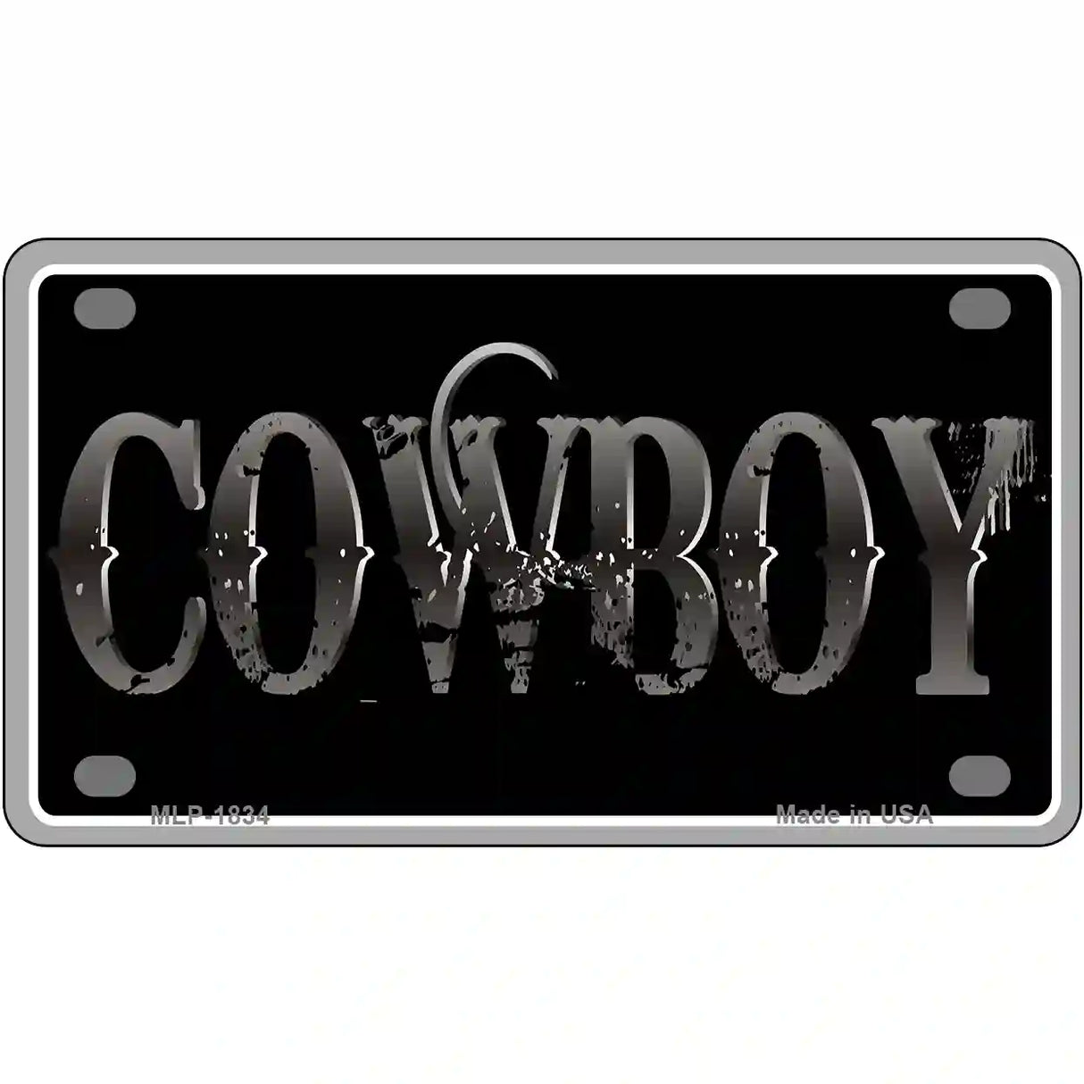 Cowboy Metal Novelty License Plate 4" x 2.2" (MLP)