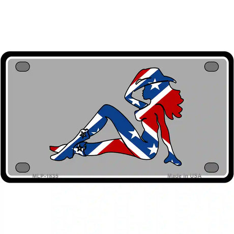 Confederate Flag Mud Flap Girl Metal Novelty License Plate 4" x 2.2" (MLP)