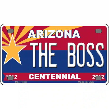 Arizona Centennial The Boss Metal Novelty License Plate 4" x 2.2" (MLP)