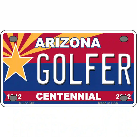 Arizona Centennial Golfer Metal Novelty License Plate 4" x 2.2" (MLP)