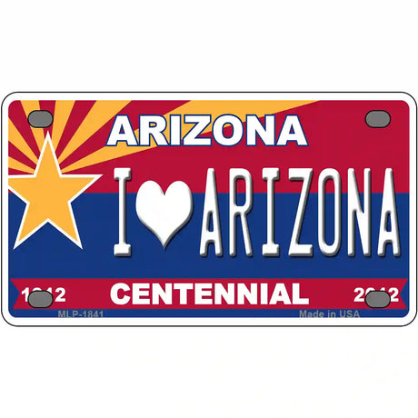 Arizona Centennial I Love Arizona Metal Novelty License Plate 4" x 2.2" (MLP)