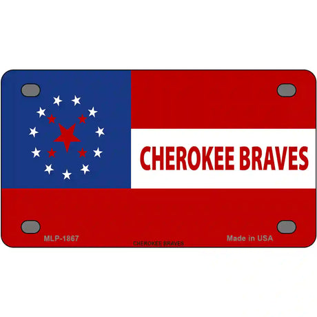 Cherokee Braves Flag Metal Novelty License Plate 4" x 2.2" (MLP)