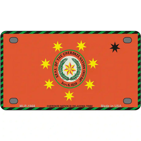 Cherokee Nation Flag Metal Novelty License Plate 4" x 2.2" (MLP)