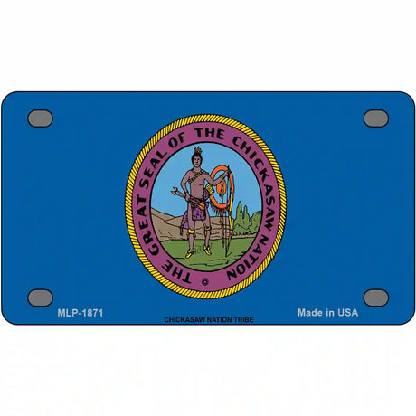 Chickasaw Nation Flag Metal Novelty License Plate 4" x 2.2" (MLP)