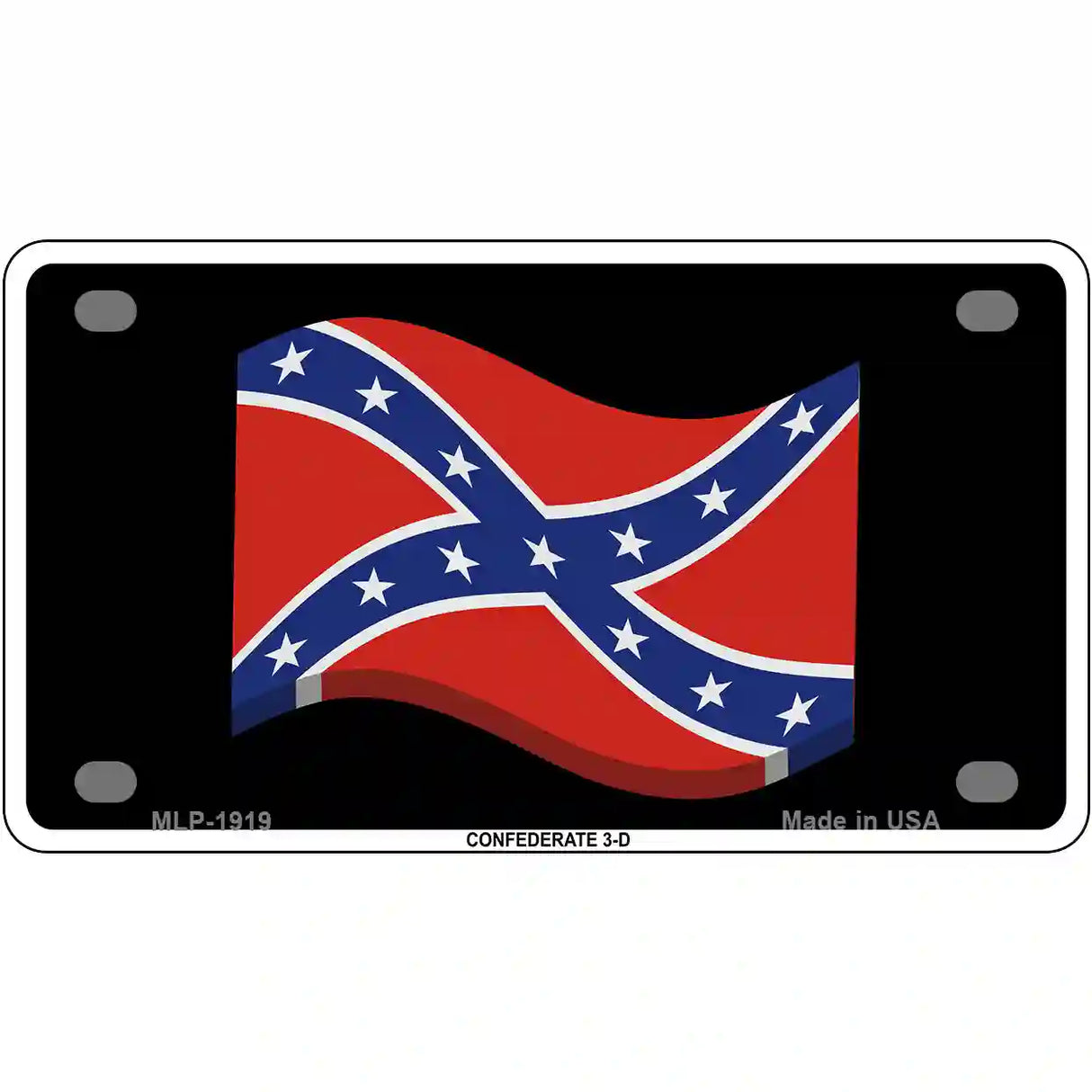 Confederate 3-D Flag Metal Novelty License Plate 4" x 2.2" (MLP)