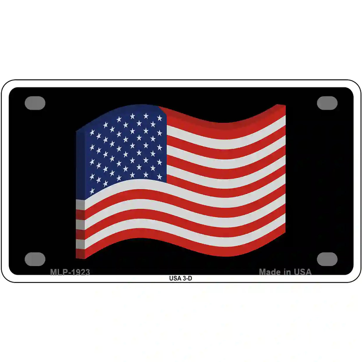 USA 3-D Flag Metal Novelty License Plate 4" x 2.2" (MLP)