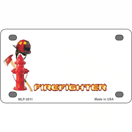 Firefighter Metal Novelty License Plate 4" x 2.2" (MLP)