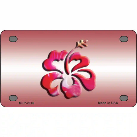 Hibiscus Flower Metal Novelty License Plate 4" x 2.2" (MLP)