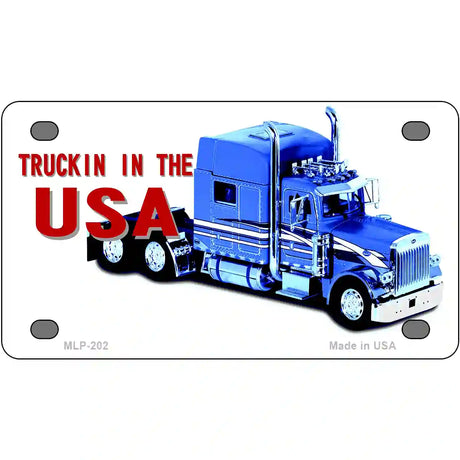 Trucking In The USA Metal Novelty License Plate 4" x 2.2" (MLP)