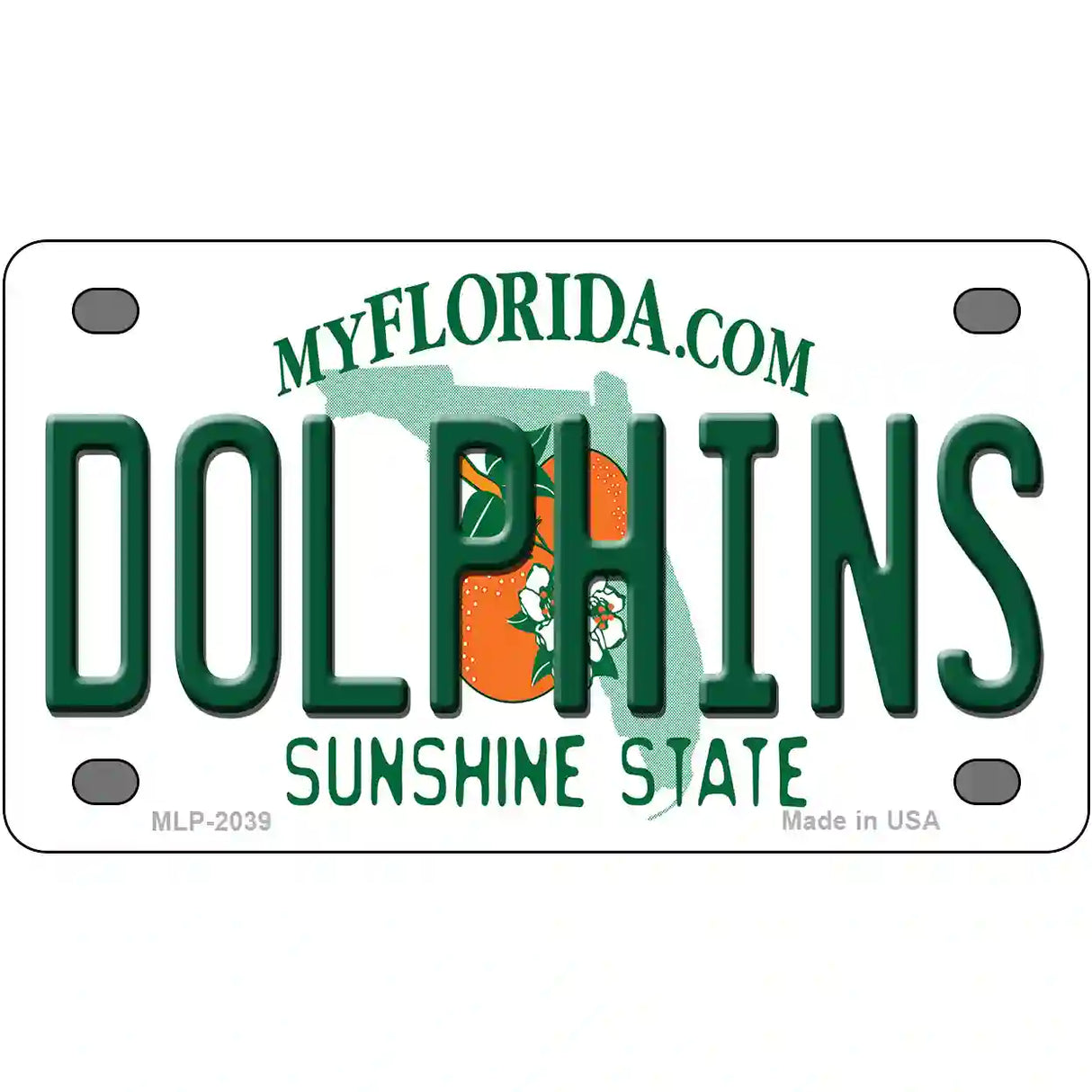 Dolphins Florida State Novelty Metal License Plate 4" x 2.2" (MLP)